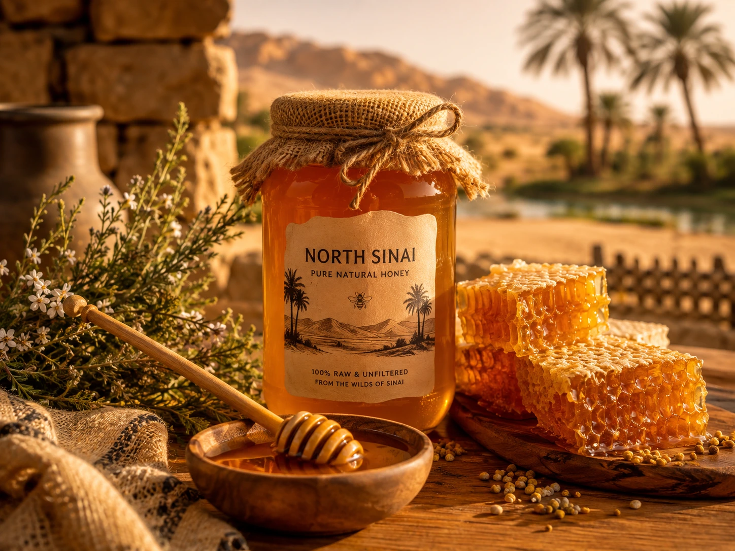 برطمان عسل من سيناء مع أقراص العسل